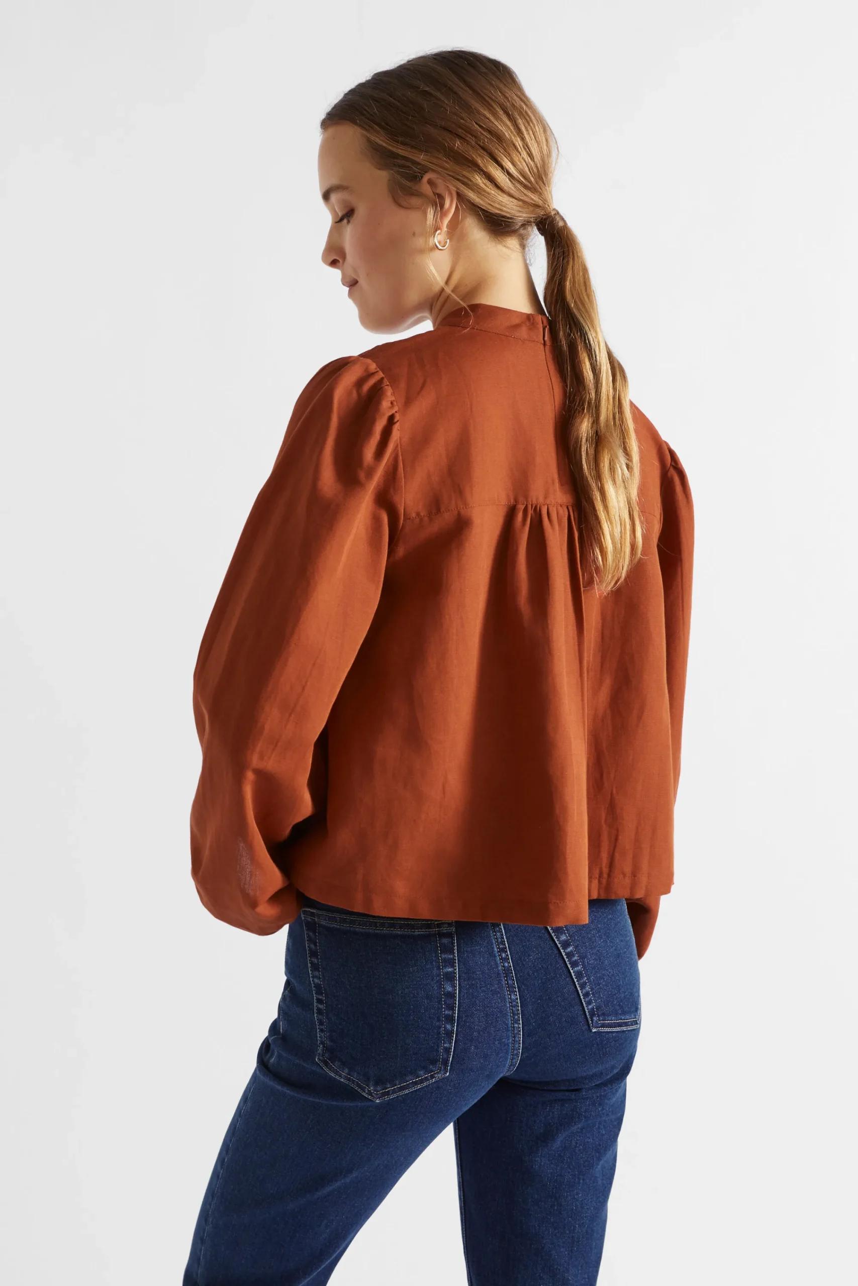 Woman Seed Heritage T-Shirts & Tops-Linen Blend Pintuck Blouse