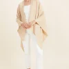 Woman Seed Heritage Scarves & Kaftans-Linen Blend Poncho