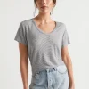Woman Seed Heritage T-Shirts & Tops-Linen Blend Stripe Tee