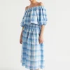 Woman Seed Heritage Skirts-Linen Check Shirred Skirt