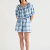 Woman Seed Heritage T-Shirts & Tops-Linen Check Swing Top