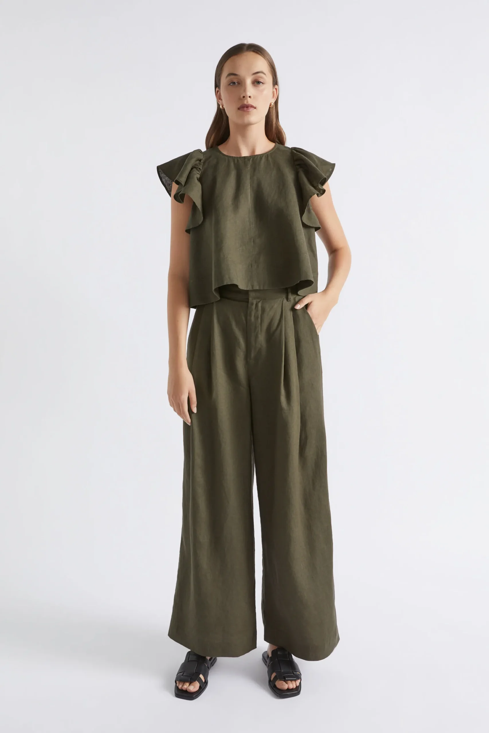 Woman Seed Heritage Pants-Linen Palazzo Pant
