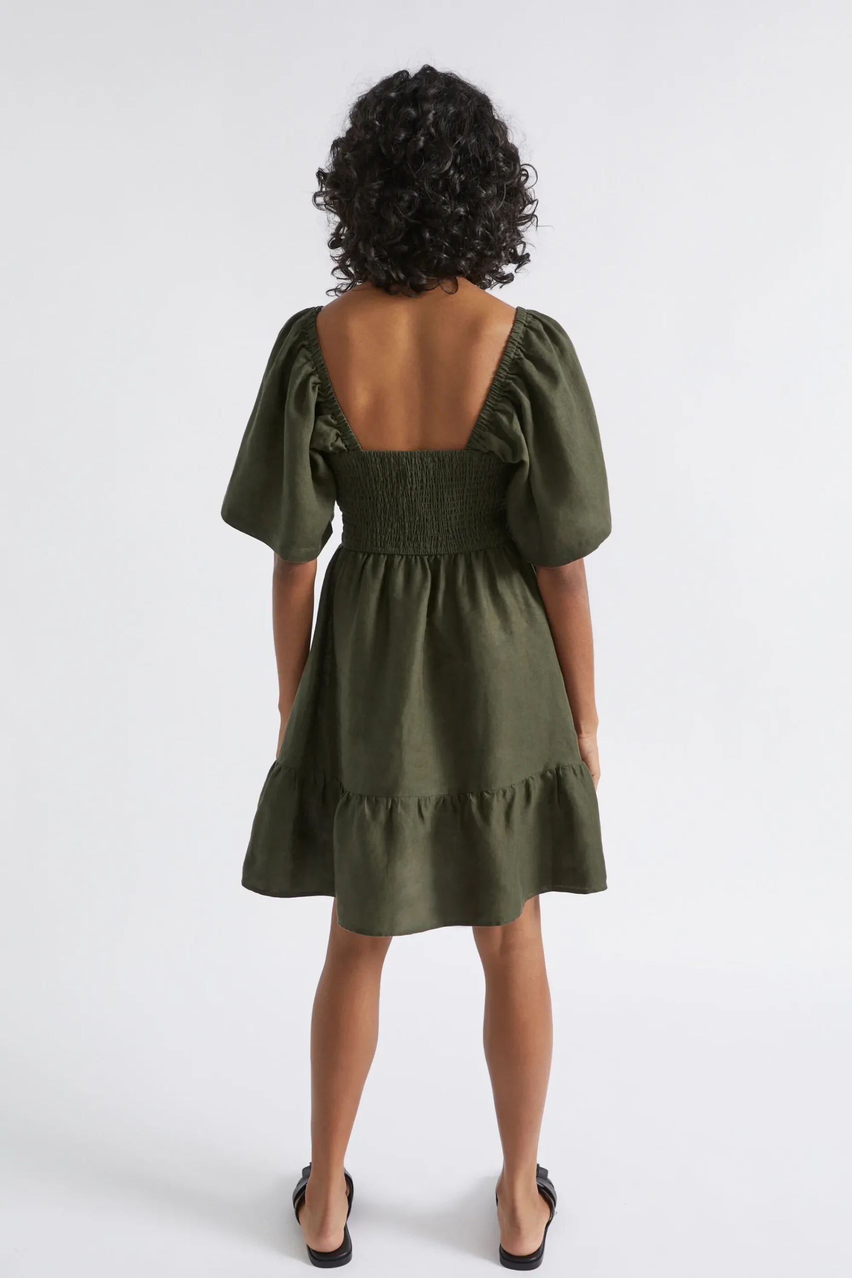 Woman Seed Heritage Dresses-Linen Square Neck Mini Dress