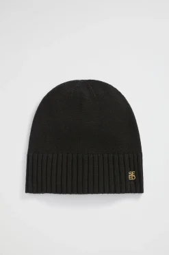 Woman Seed Heritage Hats & Gloves-Logo Detail Wool Beanie