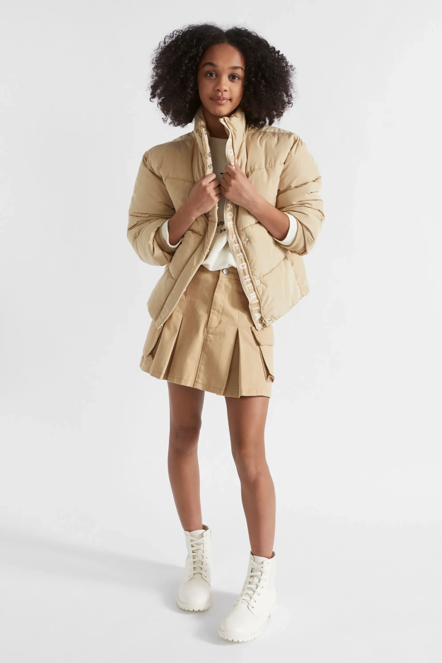 Teen Girl Seed Heritage Jackets & Vests-Logo Puffa Jacket