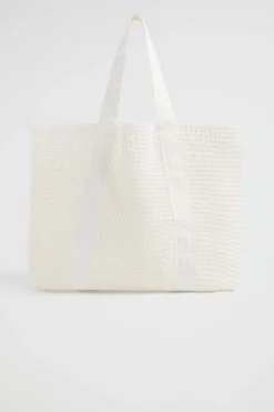 Woman Seed Heritage Beach Bags-Logo Straw Tote