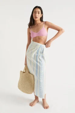 Woman Seed Heritage Scarves & Kaftans-Logo Stripe Beach Wrap