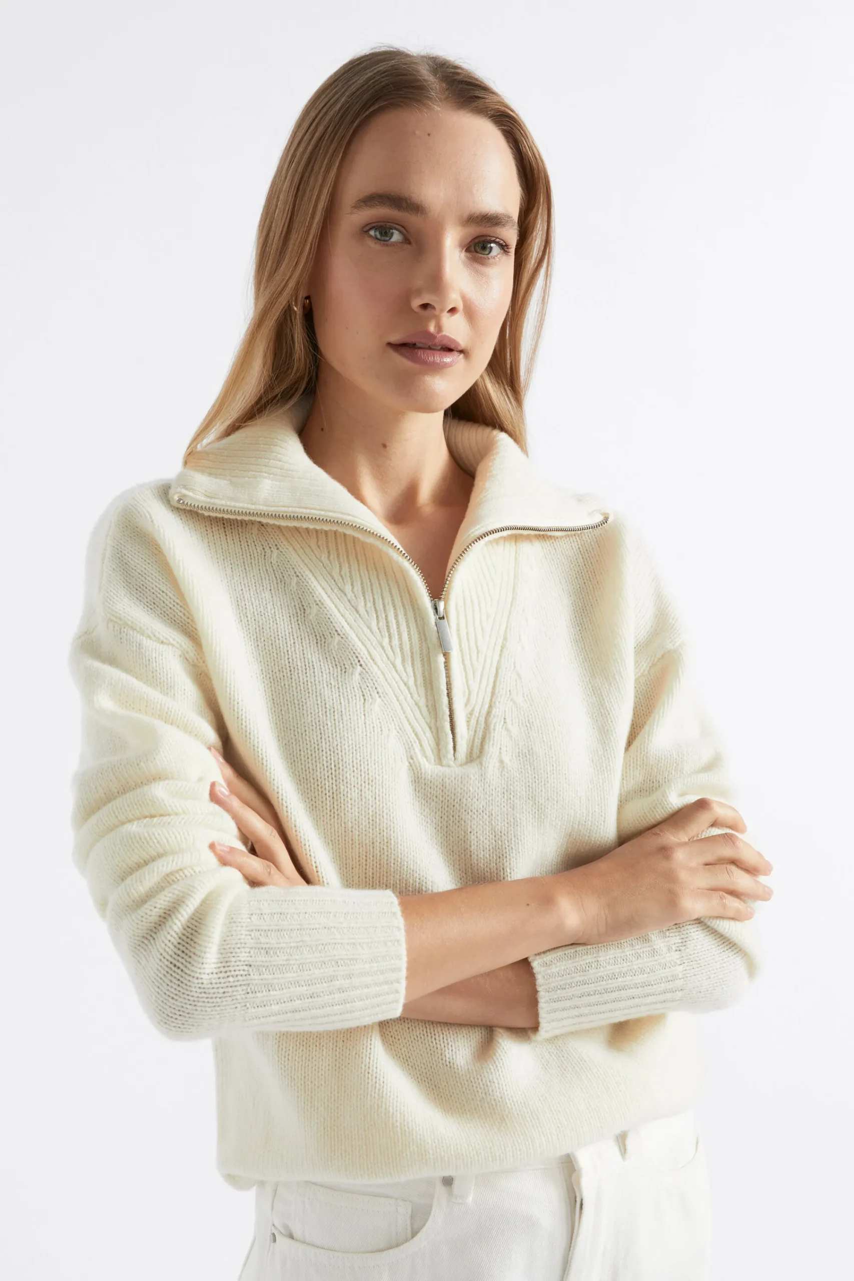Woman Seed Heritage Knitwear & Sweaters-Merino Wool Zip Through Knit