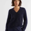 Woman Seed Heritage Knitwear & Sweaters-Mohair V Neck Knit