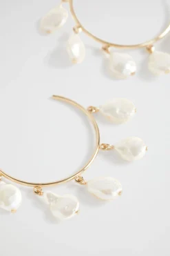 Woman Seed Heritage Jewellery-Pearl Embellished Hoop