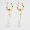 Woman Seed Heritage Jewellery-Pearl Link Hoop Earring