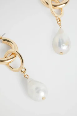 Woman Seed Heritage Jewellery-Pearl Link Hoop Earring