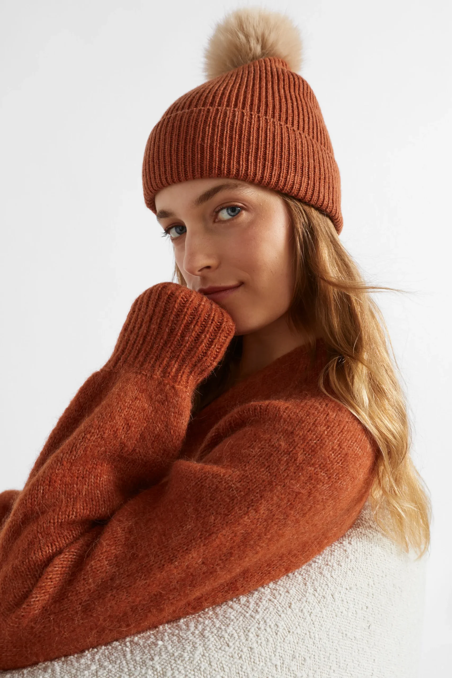 Woman Seed Heritage Hats & Gloves-Pom Pom Beanie