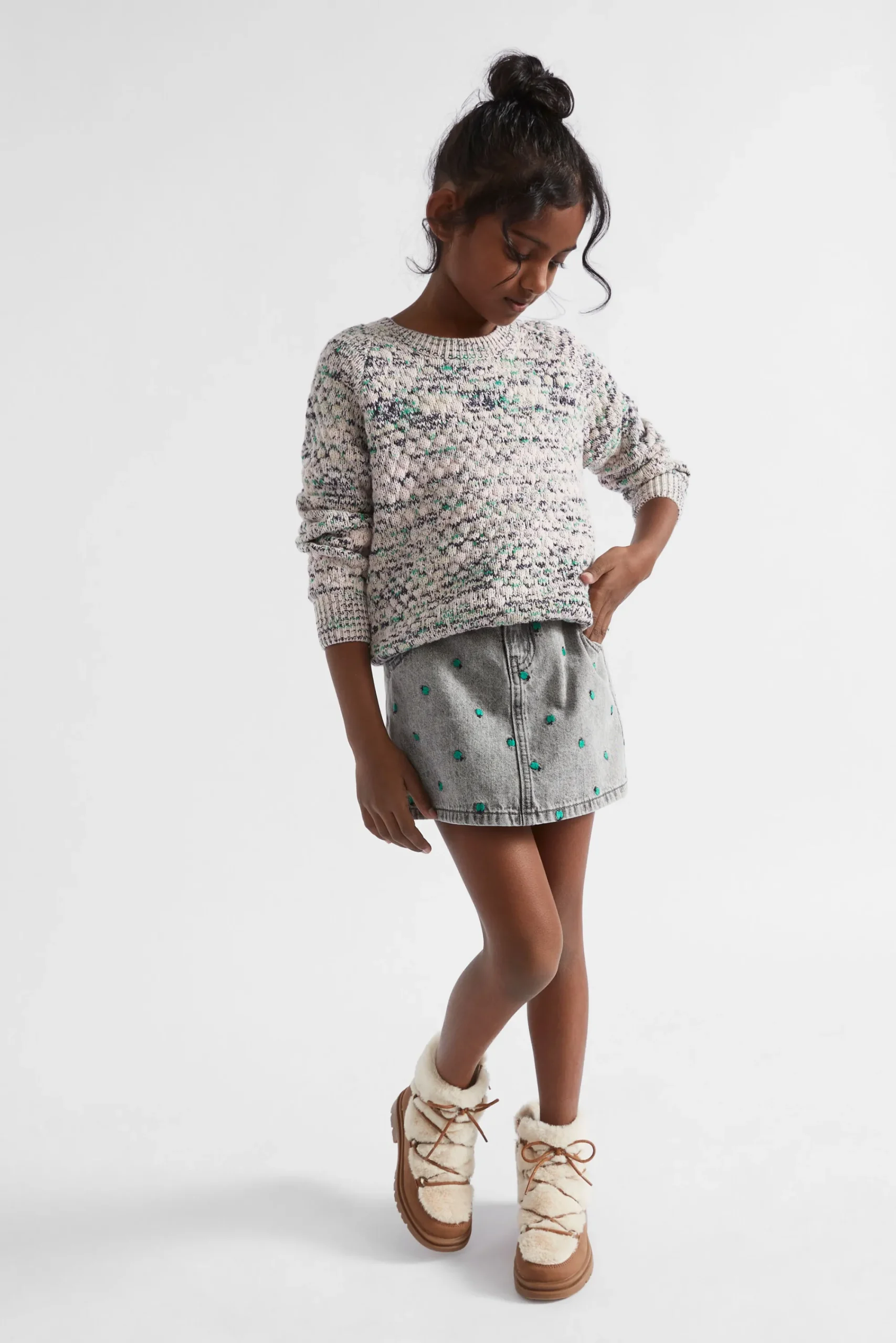 Girl Seed Heritage T-Shirts & Tops-Popcorn Mixy Crop Knit
