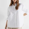Woman Seed Heritage T-Shirts & Tops-Poplin Button Down Shirt