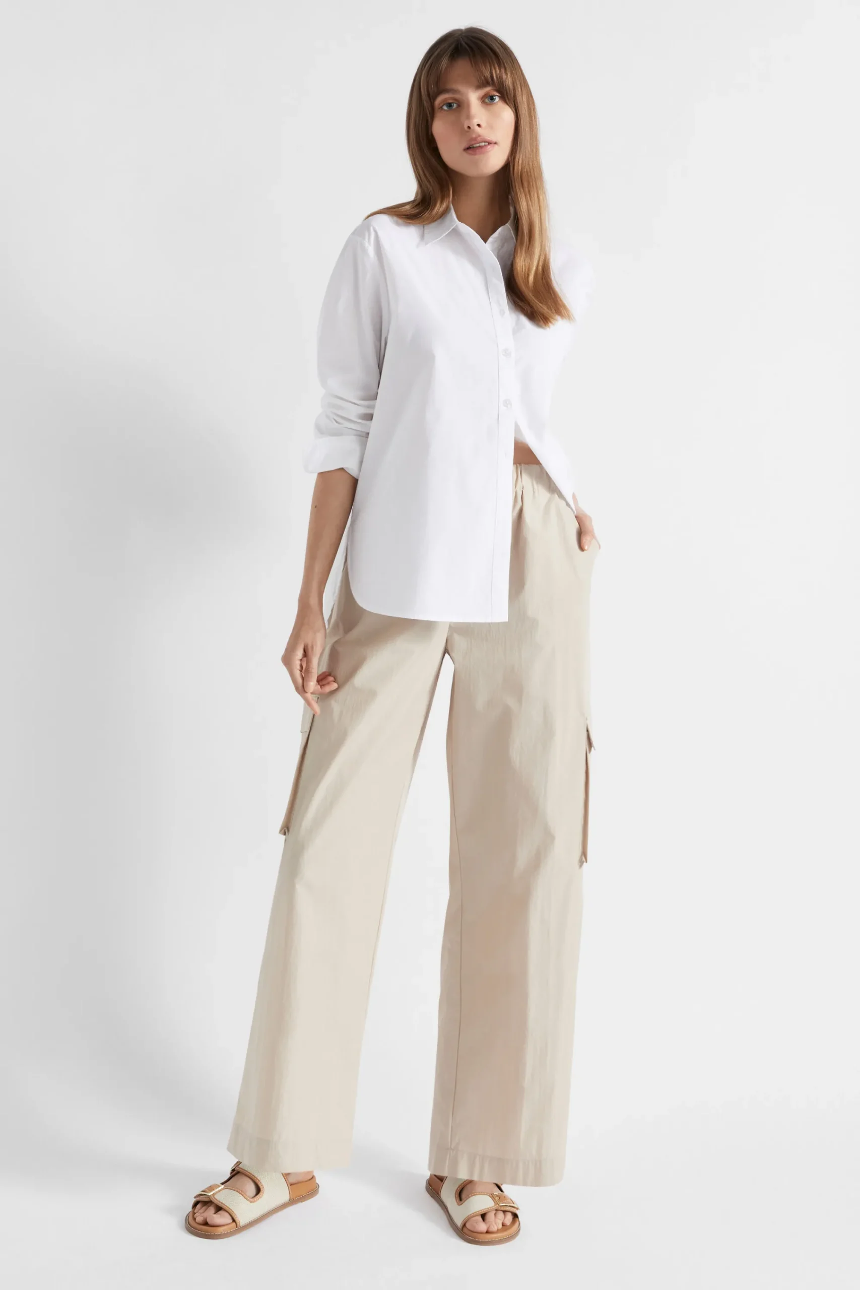 Woman Seed Heritage T-Shirts & Tops-Poplin Button Down Shirt
