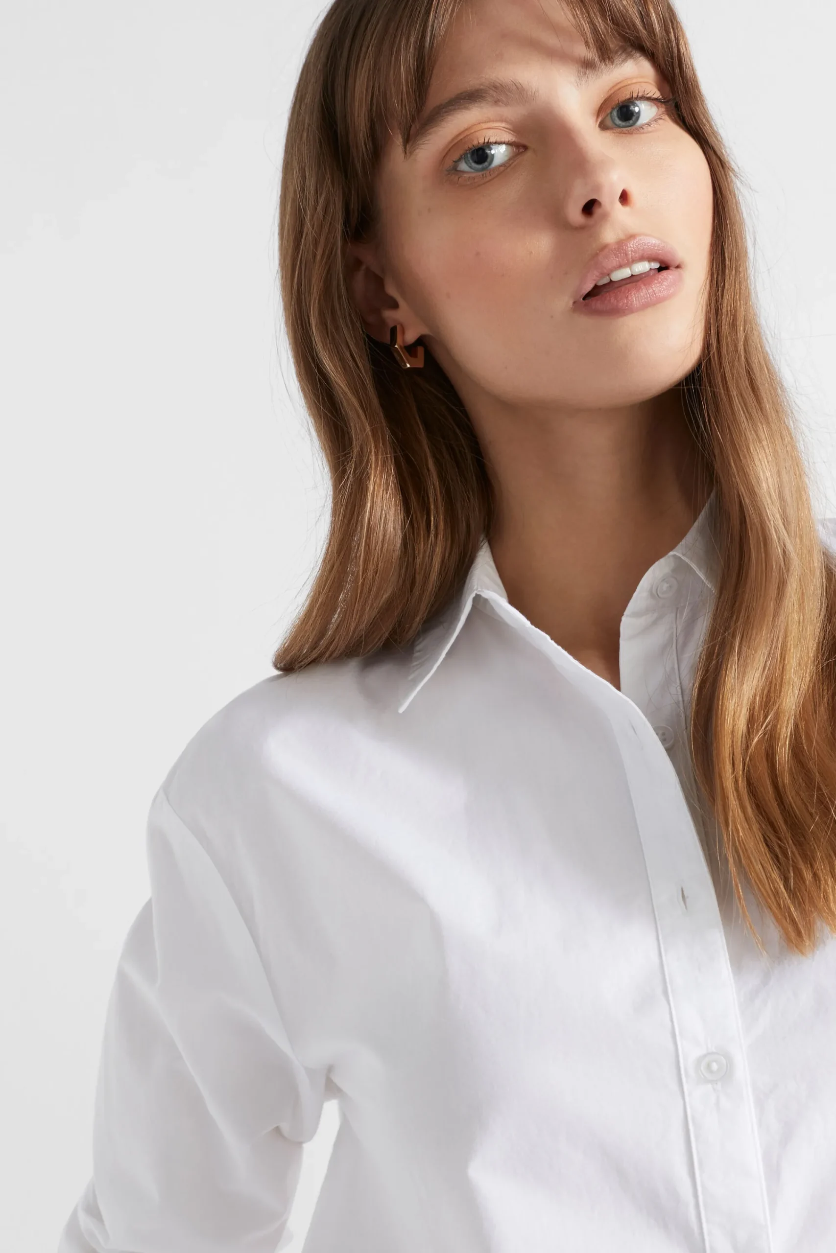 Woman Seed Heritage T-Shirts & Tops-Poplin Button Down Shirt