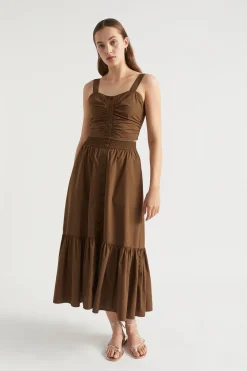 Woman Seed Heritage Skirts-Poplin Button Front Midi Skirt