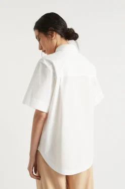 Woman Seed Heritage T-Shirts & Tops-Poplin Short Sleeve Shirt
