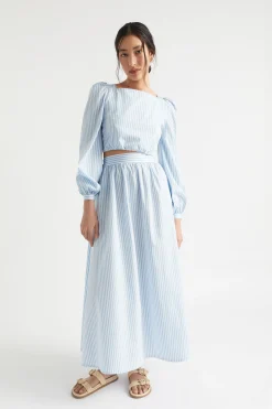 Woman Seed Heritage Skirts-Poplin Stripe Maxi Skirt