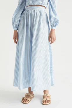 Woman Seed Heritage Skirts-Poplin Stripe Maxi Skirt