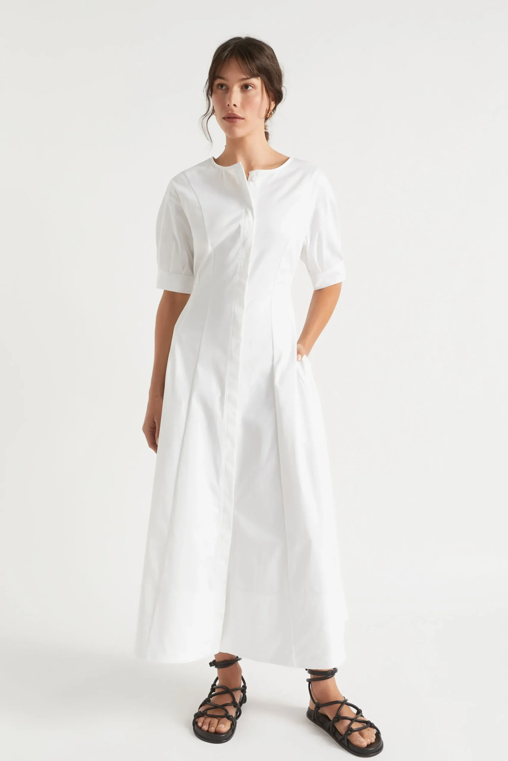Woman Seed Heritage Dresses-Sateen Full Hem Midi Dress