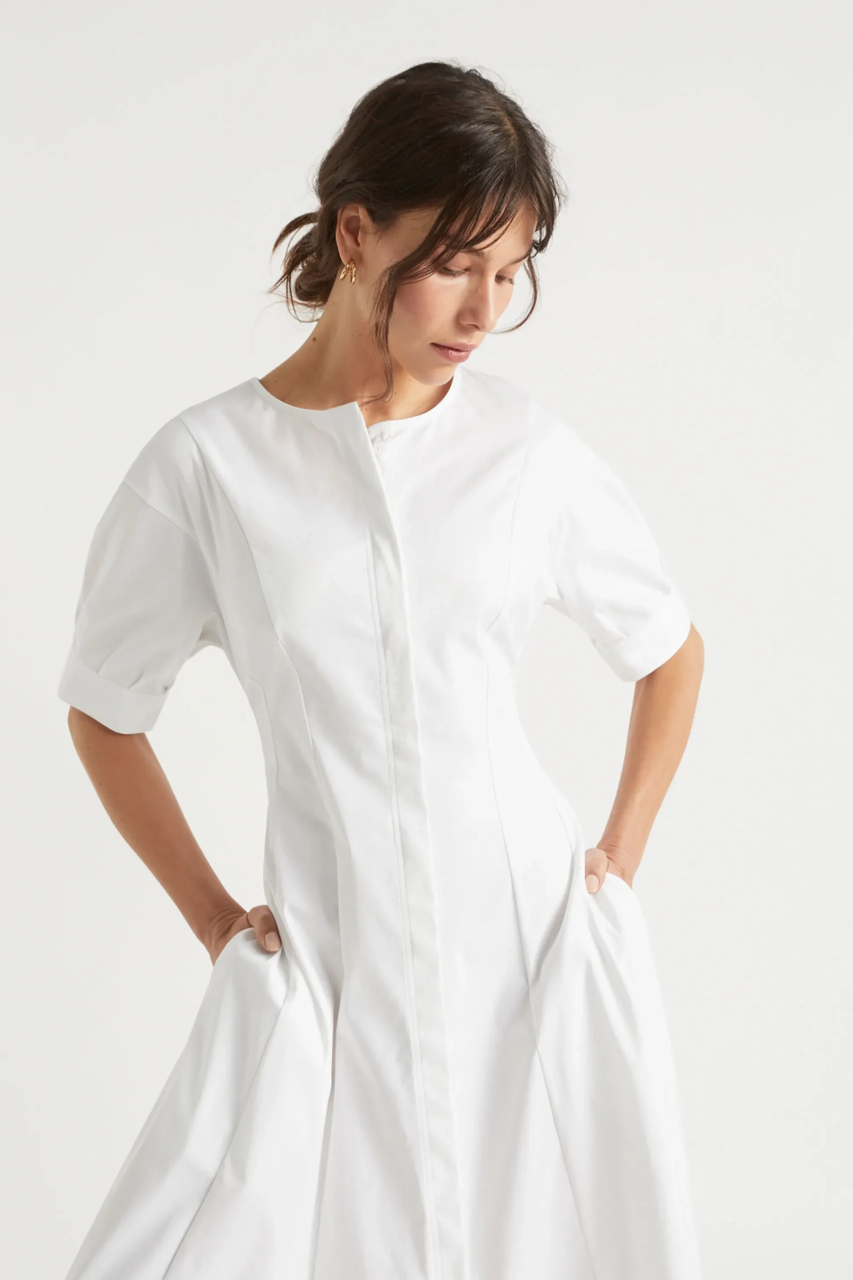 Woman Seed Heritage Dresses-Sateen Full Hem Midi Dress