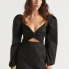 Woman Seed Heritage Dresses-Sateen Twist Front Mini Dress