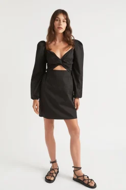 Woman Seed Heritage Dresses-Sateen Twist Front Mini Dress