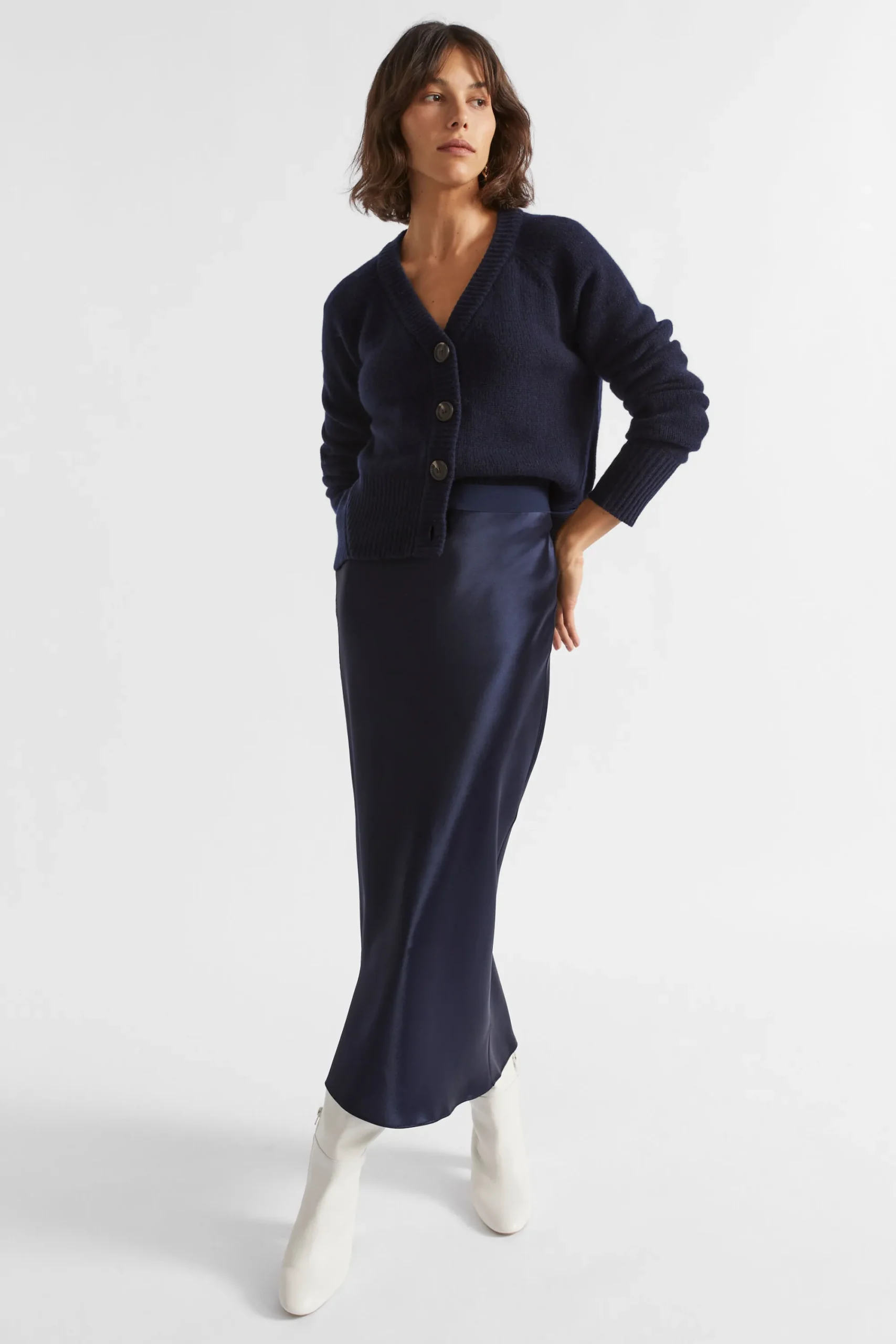 Woman Seed Heritage Skirts-Satin Slip Midi Skirt