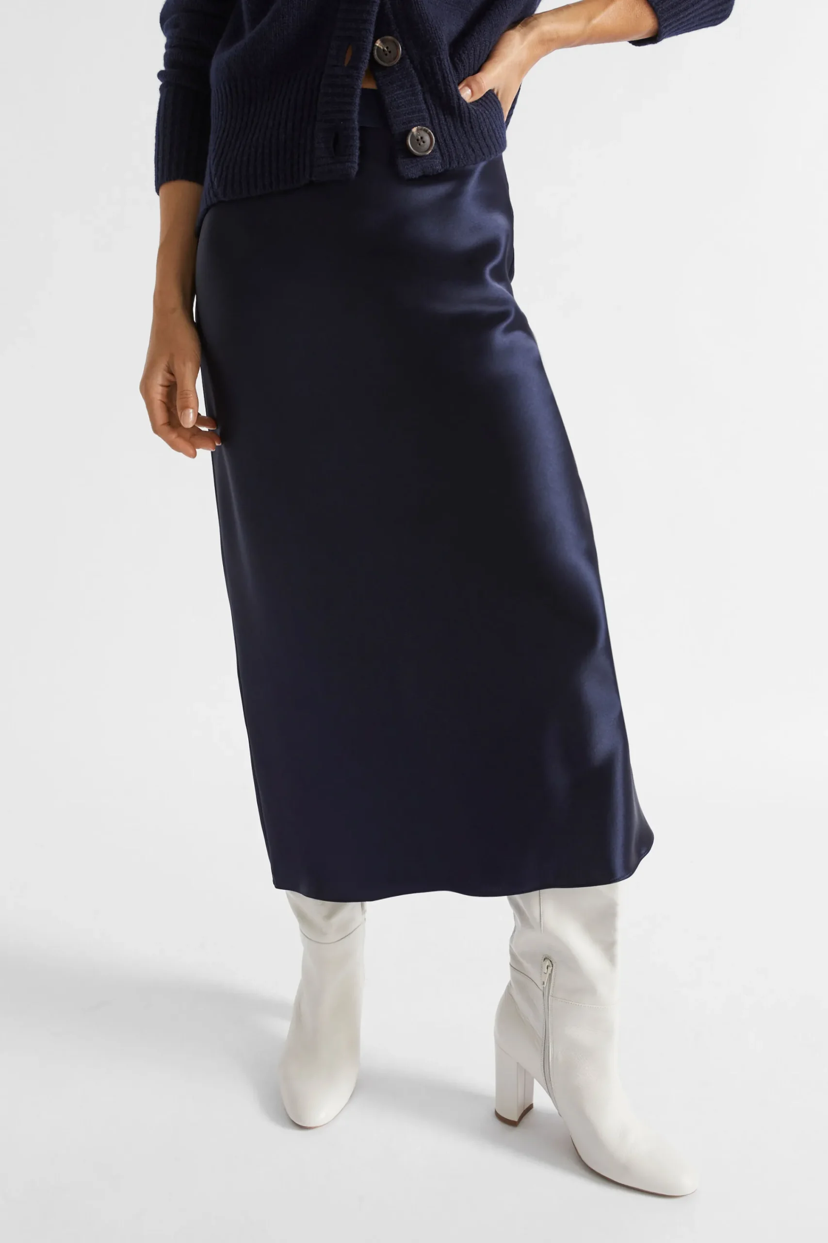 Woman Seed Heritage Skirts-Satin Slip Midi Skirt
