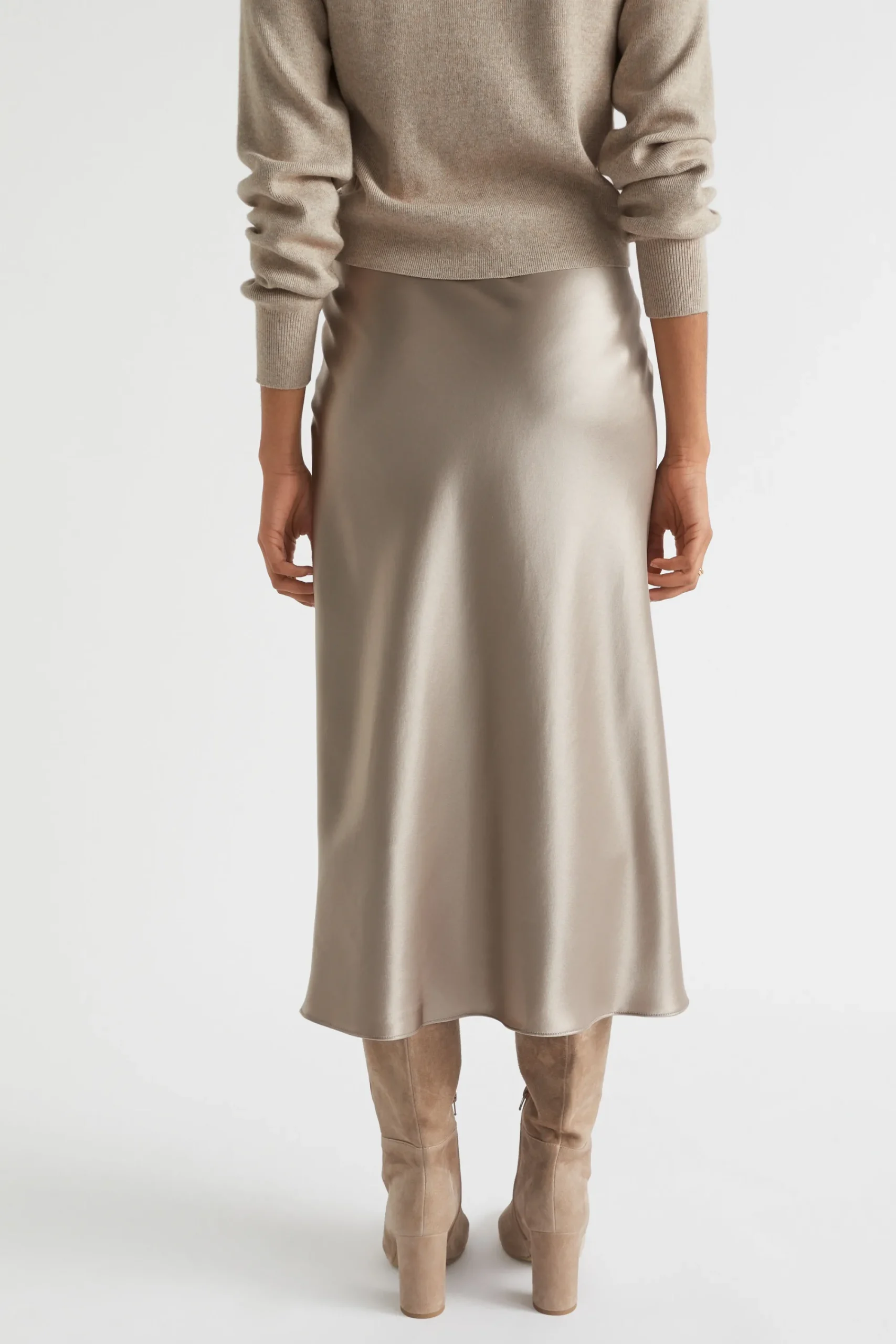 Woman Seed Heritage Skirts-Satin Slip Midi Skirt