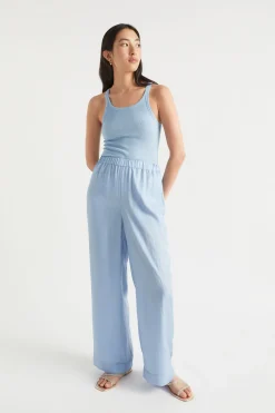 Woman Seed Heritage Pants-Satin Wide Leg Trouser