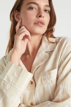 Seed Heritage Sleepwear-Seersucker Grid Sleep Shirt