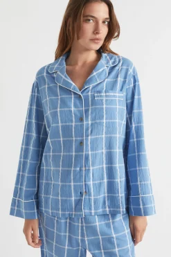 Seed Heritage Sleepwear-Seersucker Grid Sleep Shirt