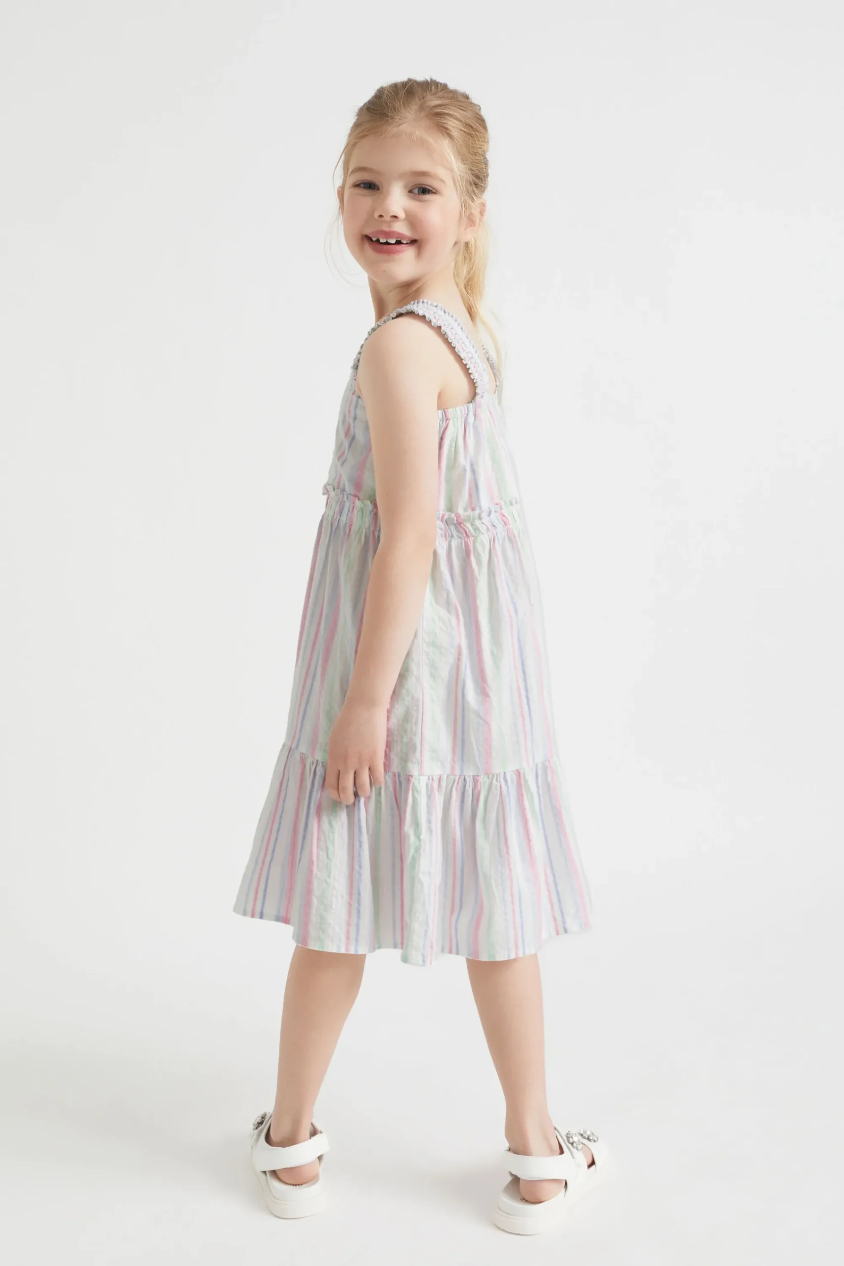 Girl Seed Heritage Dresses-Seersucker Smocked Dress