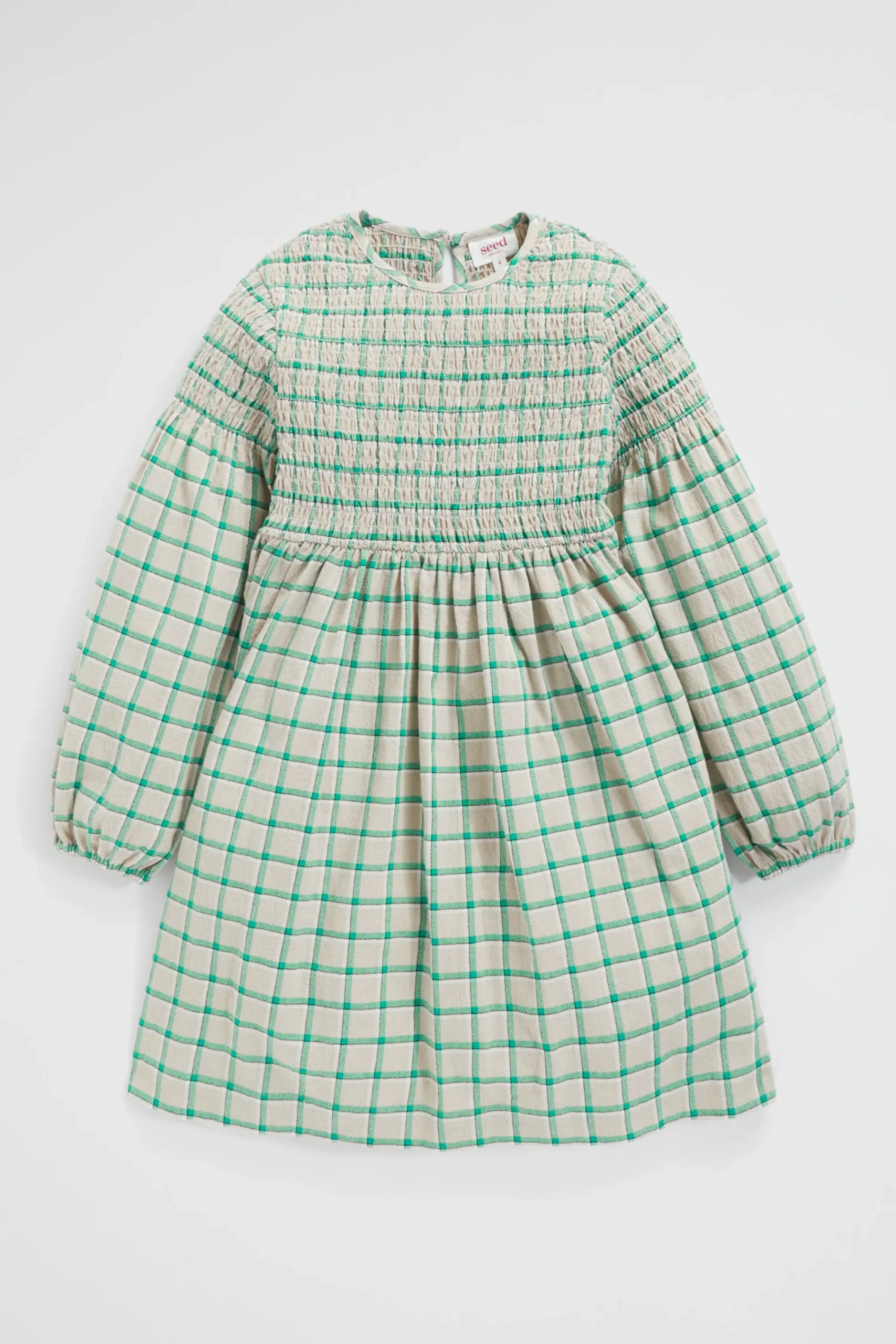 Girl Seed Heritage Dresses-Shirred Gingham Dress