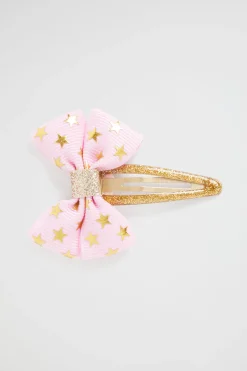 Girl Seed Heritage Hair Accessories-Star Foil Bow Clip