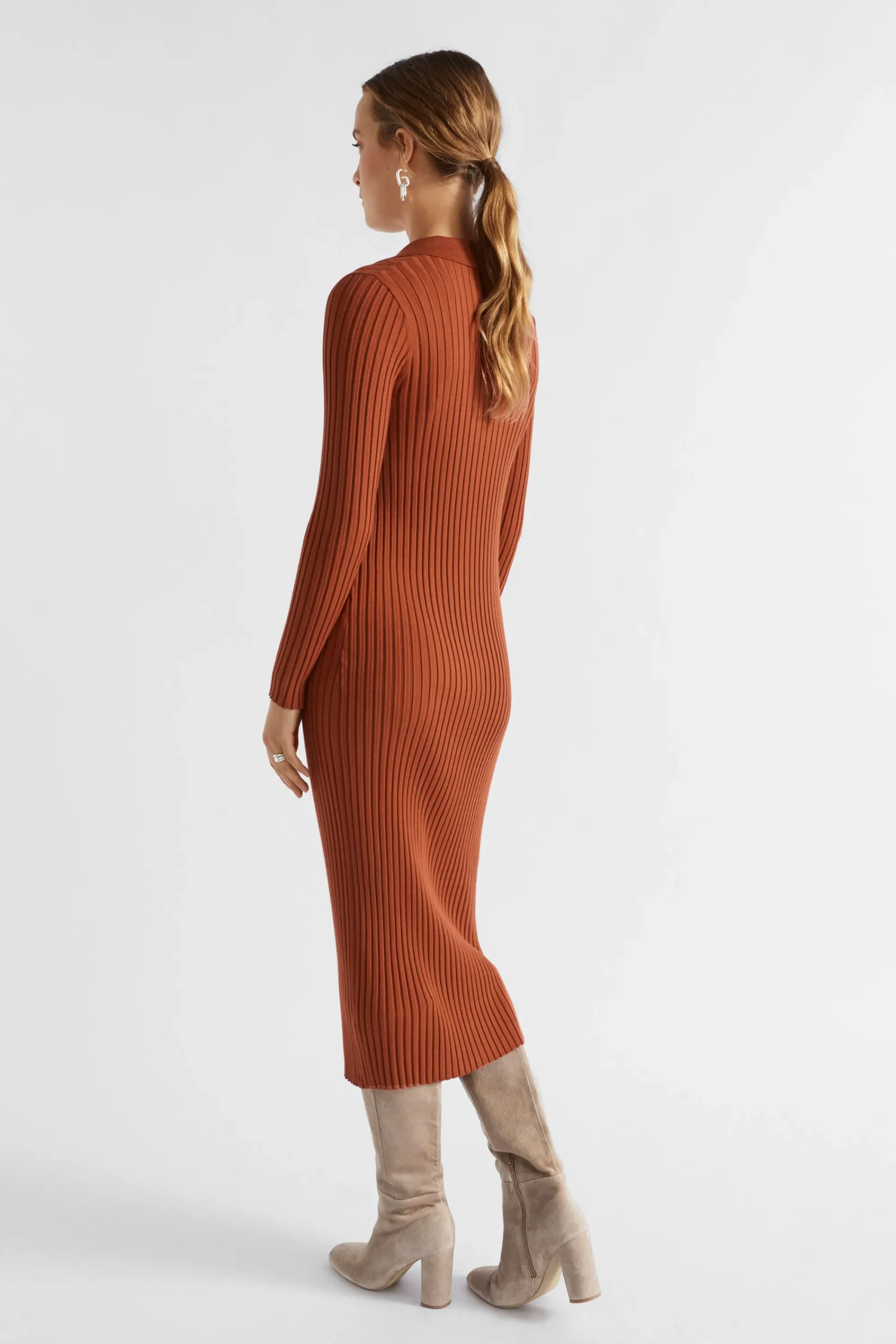 Woman Seed Heritage Dresses-Streamline Polo Knit Midi Dress