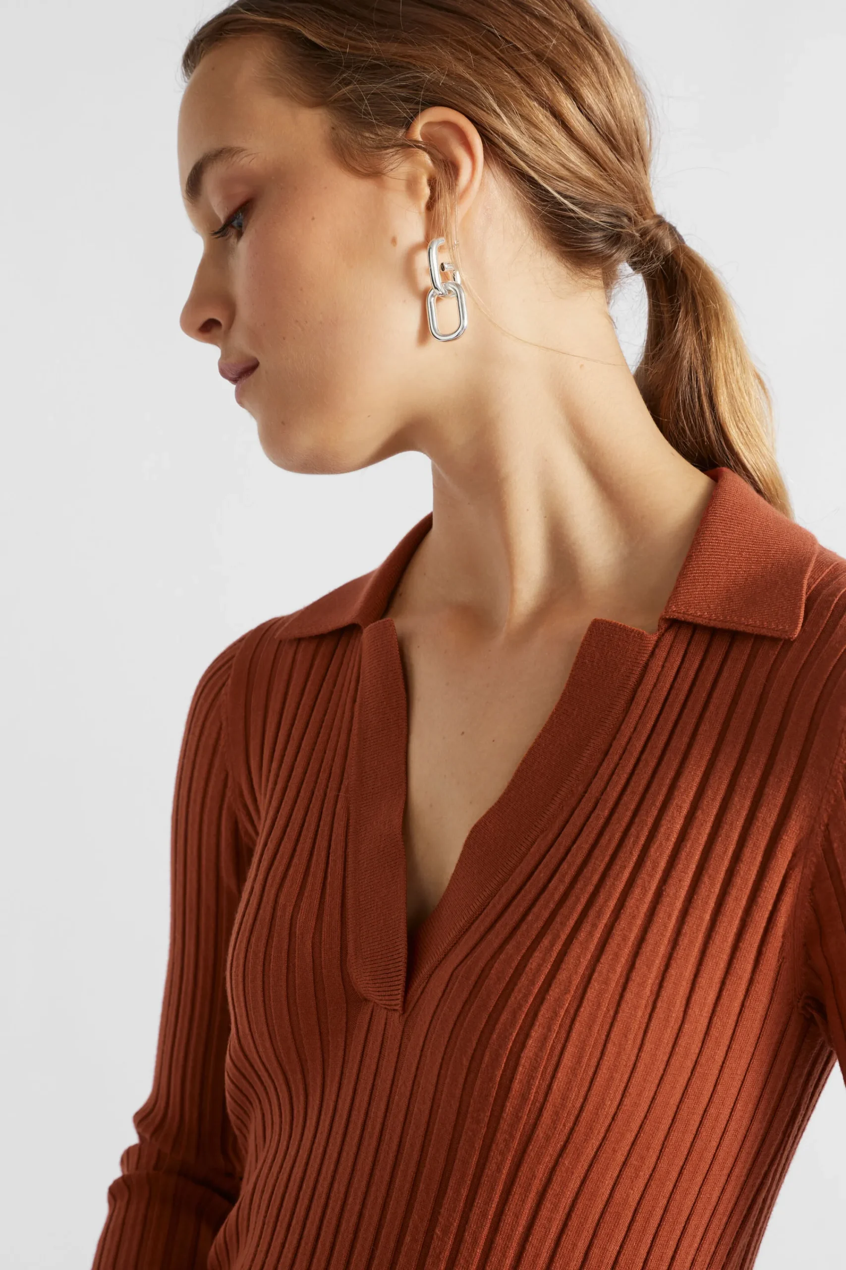 Woman Seed Heritage Dresses-Streamline Polo Knit Midi Dress