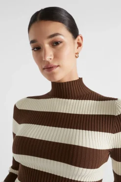 Woman Seed Heritage Knitwear & Sweaters-Stripe Rib Mock Neck
