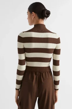 Woman Seed Heritage Knitwear & Sweaters-Stripe Rib Mock Neck