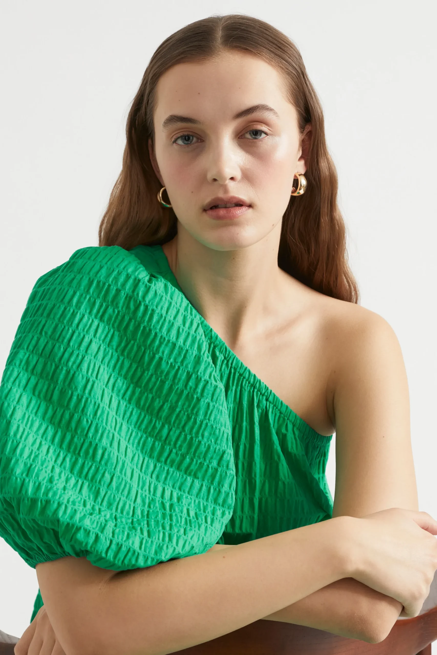 Woman Seed Heritage Dresses-Textured One Shoulder Maxi Dress