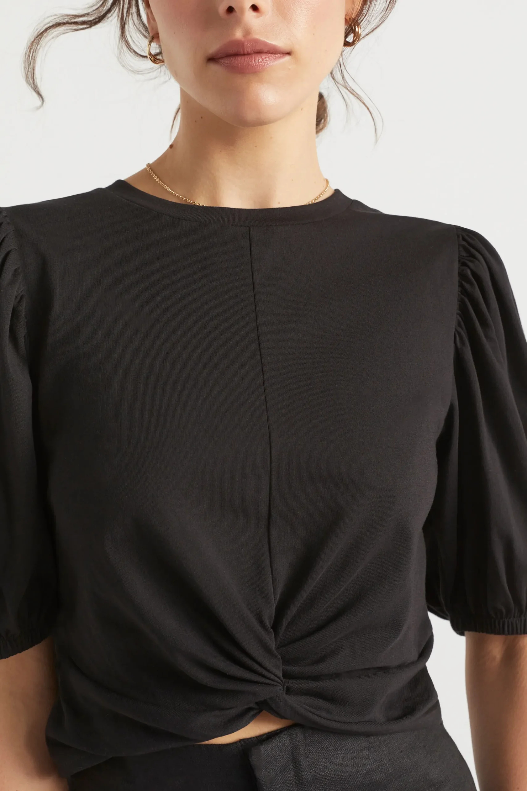 Woman Seed Heritage T-Shirts & Tops-Twist Front Blouson Sleeve Top