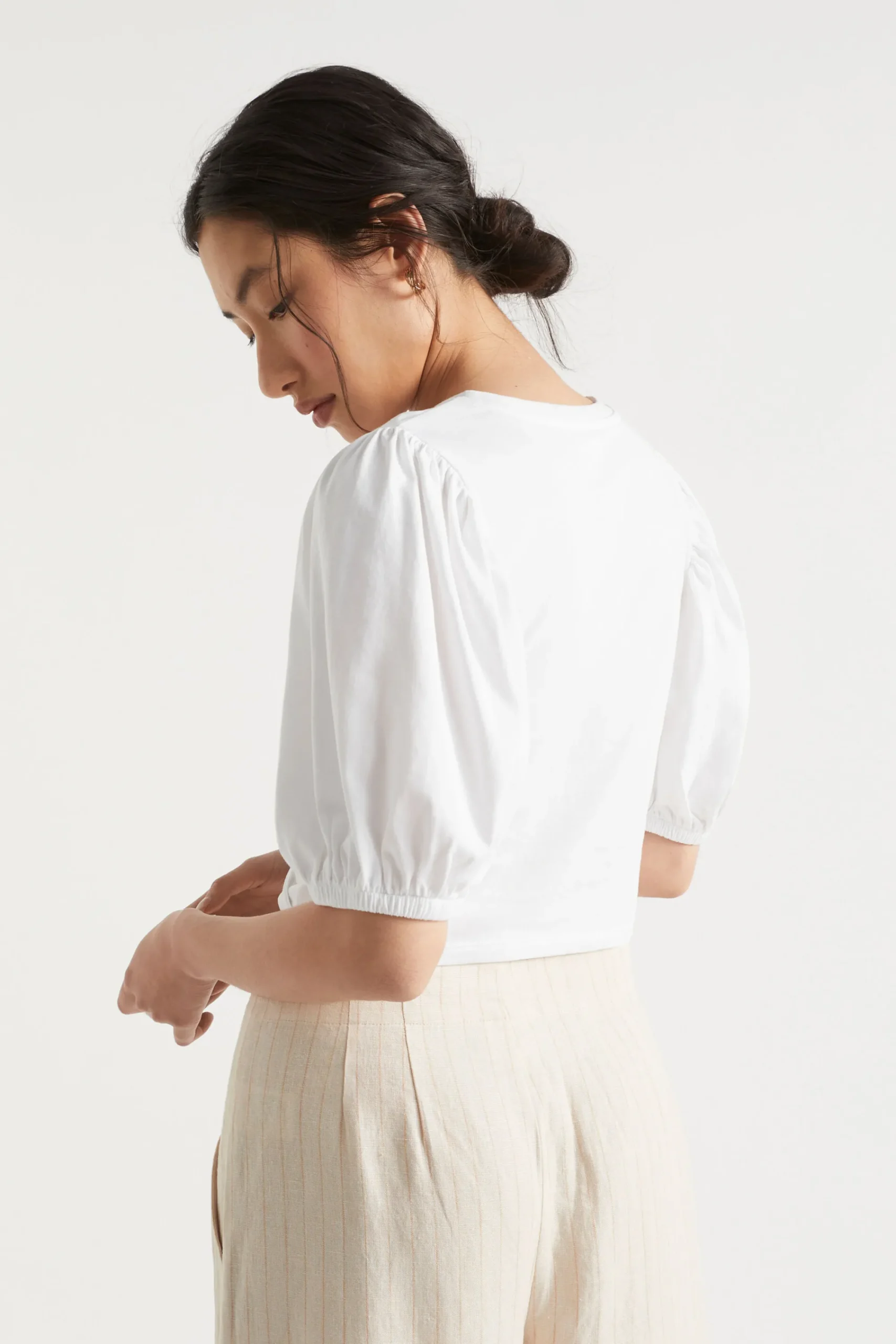 Woman Seed Heritage T-Shirts & Tops-Twist Front Blouson Sleeve Top