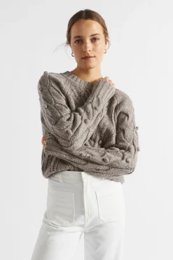 Woman Seed Heritage Knitwear & Sweaters-Twist Pom Pom Cable Knit