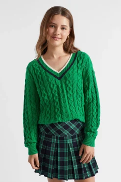 Teen Girl Seed Heritage Knitwear & Sweaters-V-Neck Cable Knit