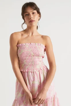 Woman Seed Heritage Dresses-Voile Floral Shirred Mini Dress