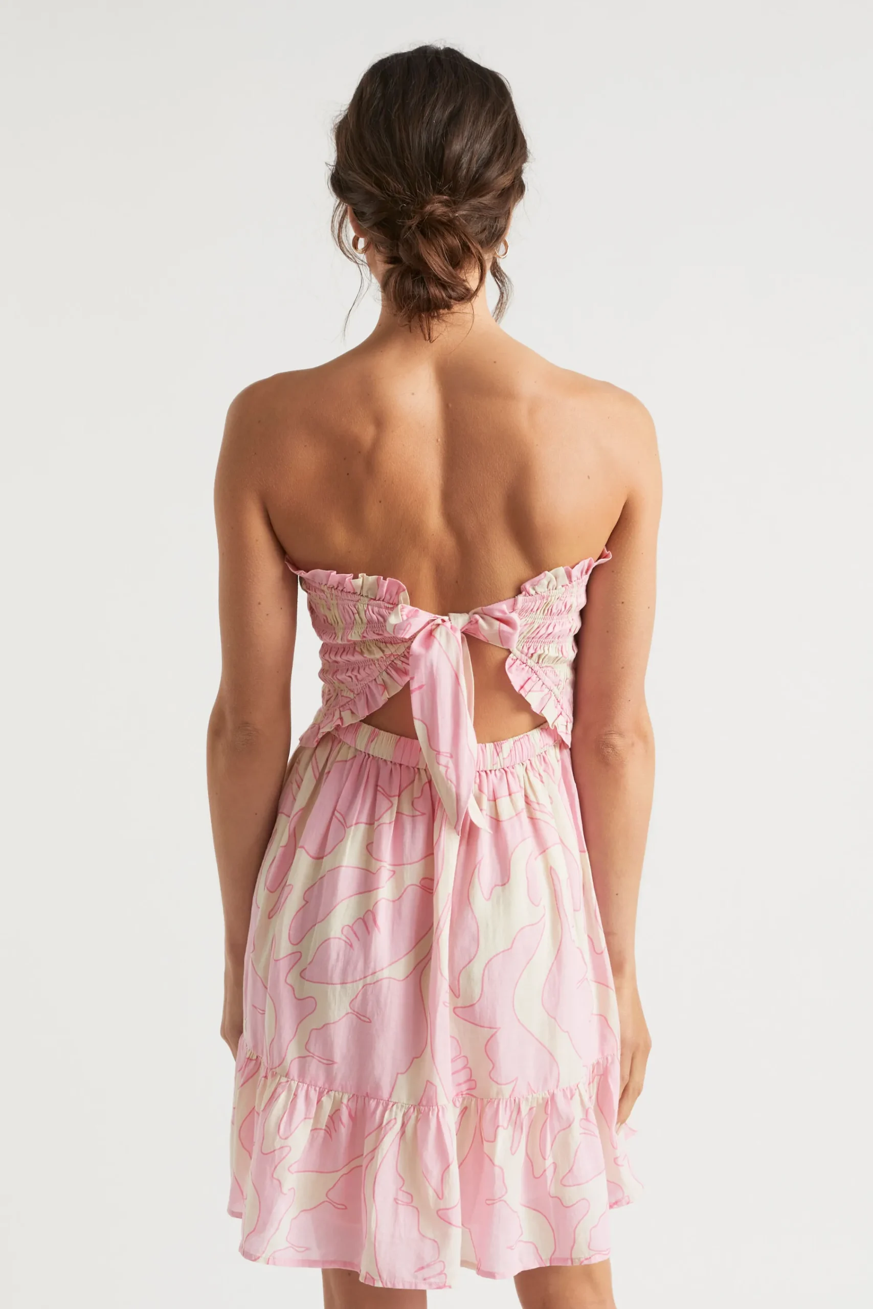 Woman Seed Heritage Dresses-Voile Floral Shirred Mini Dress