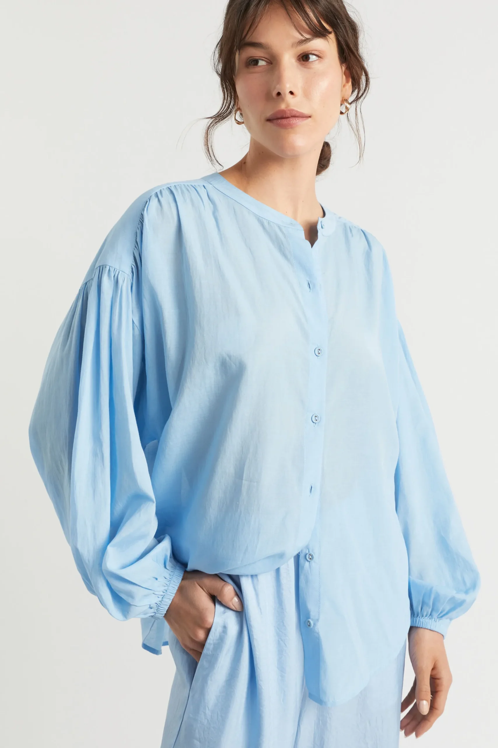 Woman Seed Heritage T-Shirts & Tops-Voile Gathered Shirt